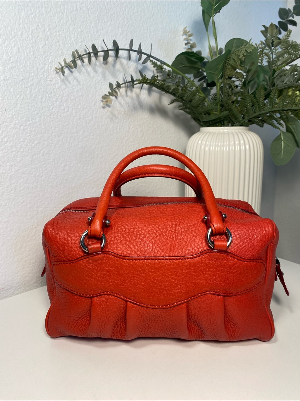 Salvatore Ferragamo Pebble Leather Mini Red Bag - Picture 9 of 16